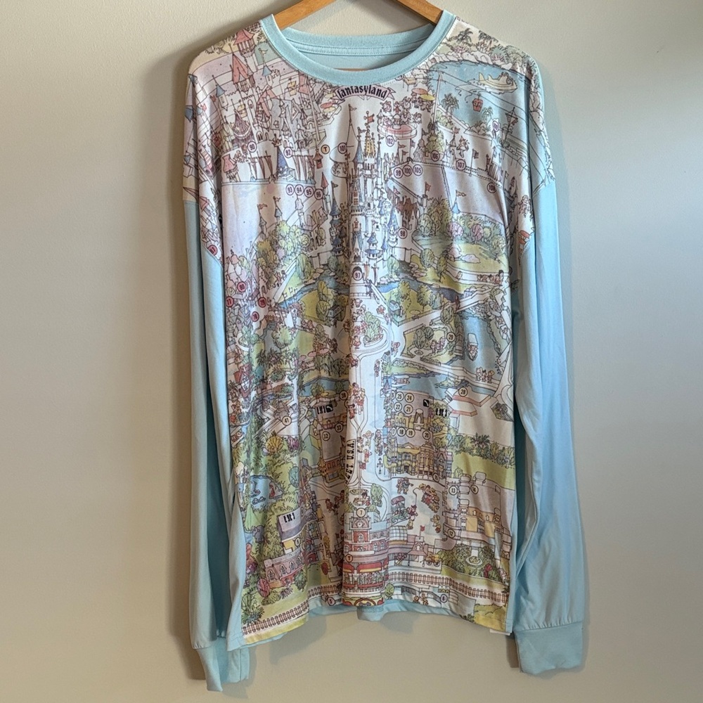 Disney Parks 50th Map Print Long Sleeve Shirt